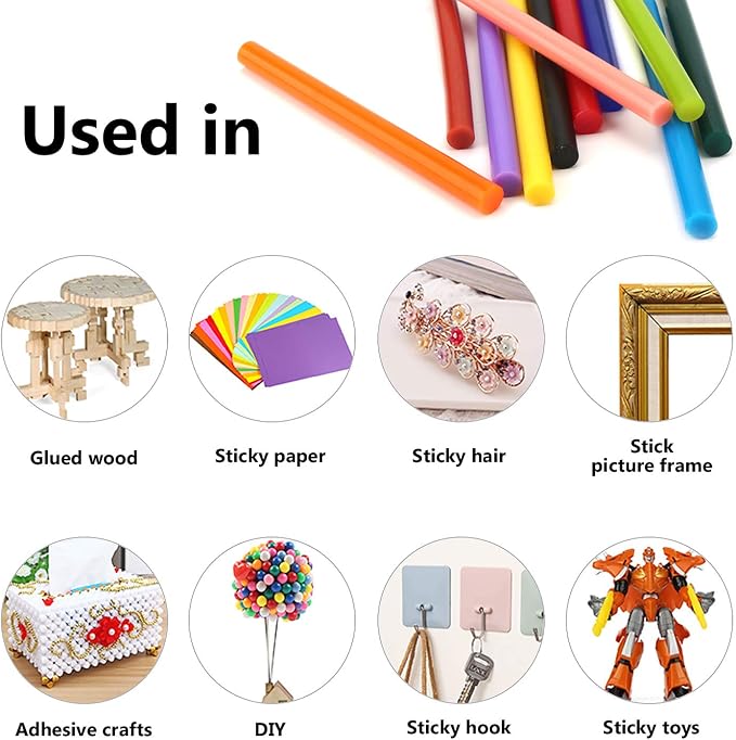 Gartful 120PCS Colored Mini Hot Glue Sticks - 0.28x3.9" Hot Melt Glue Sticks, Multipurpose for Art & Craft Project, Home Decoration, General Repair, Bonding, Sealing, 12 Colors