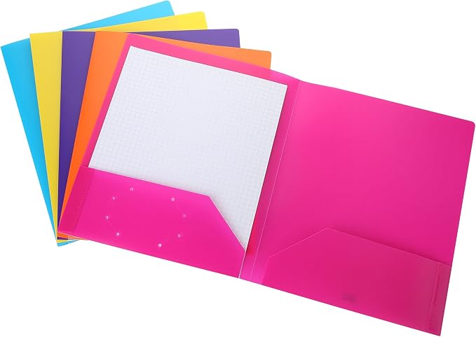 Mr. Pen- Plastic Folders with Pockets, 5 pcs | Aesthetic File Folder with Business Card Slot, 2-Pocket Folder, Back to School, Office, Filing Supplies