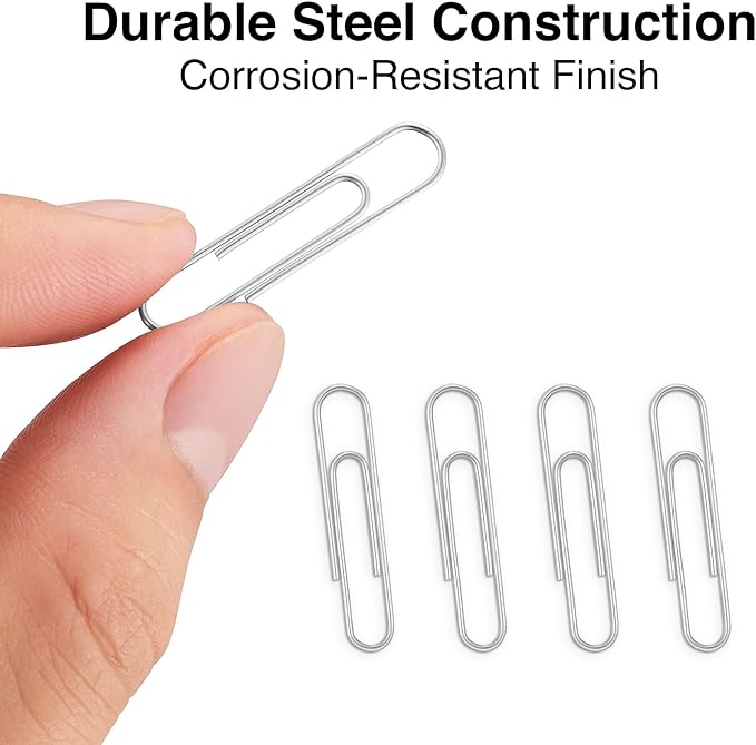Staples Paper Clips, 1.25", Heavy‑Duty, Silver, 1,000 Pack – Strong Smooth Clips for Office, School & Home Use