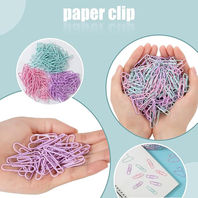 1600 PCS Pastel Colors Paper Clips Medium Size, Colored Paper Clips for Office Supplies, Colorful and Durable, Use for School Home (Macaron Colors, 1.3 inch)