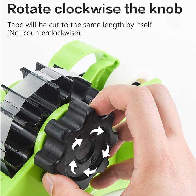 Green Packaging Tape Dispenser with Compartment Slot and 1"& 3" Dual-roll cores,semi-Automatic Desk 3/4" Heat Tape Dispenser & Cut, Designed for Office,School and Warehouse.