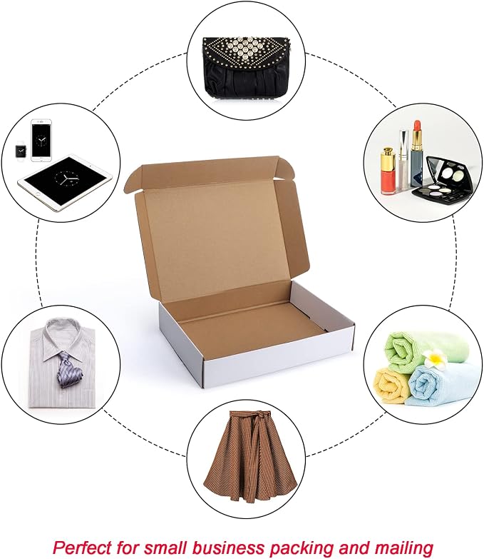 Lyeasw 11x8x2 Inch Shipping Boxes 20 Pack Corrugated Cardboard Box Mailer for Small Business Mailing Packing, White