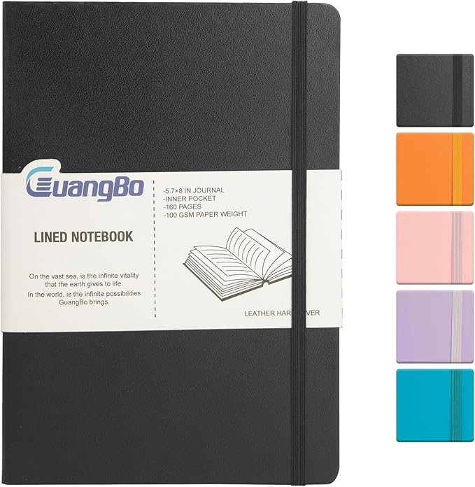 Lined Journal Notebook for Work with 160 Pages, 5.6" x 8" Hardcover Notebooks Journals Medium Size for Writing Women Men