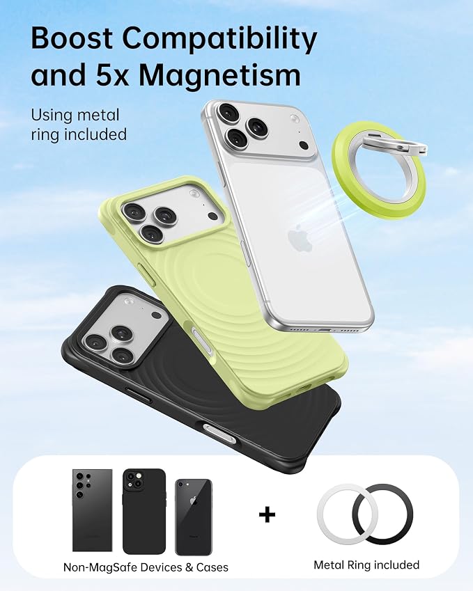 SYNCWIRE Magnetic Phone Ring Holder, for MagSafe Phone Grip Stand Kickstand | 360° Rotation, Double-Sided Magnet, Cell Phone Grip Finger Holder, for iPhone 17 16 15 14 13 12 Pro Max, MagSafe Accessories