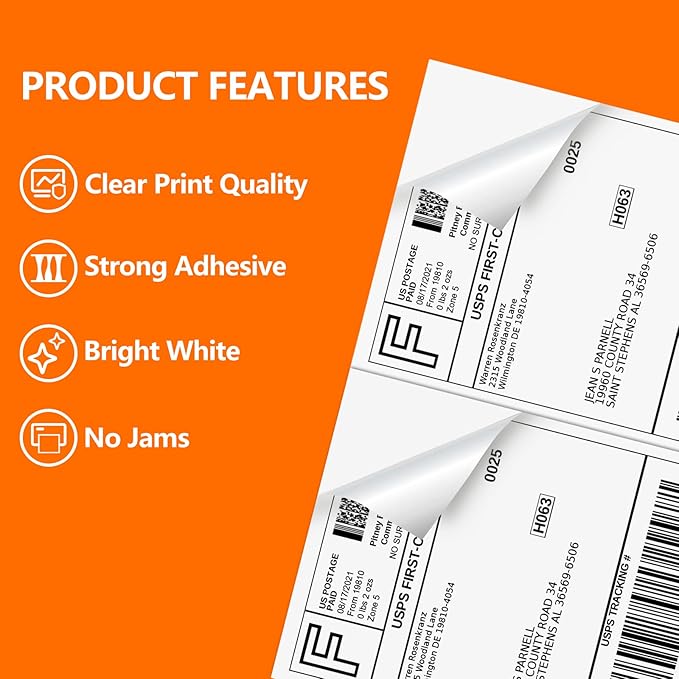 SJPACK 6000 Half Sheet Laser/Ink Jet Shipping Labels Mailing Blank White Labels