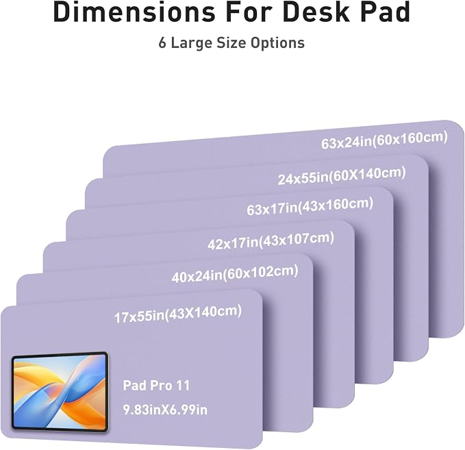 Aothia Faux Leather Desk Mat - Large Mouse Pad, Non-Slip PU Leather Blotter, Waterproof Writing Surface for Office and Home (Lavender, 63" x 24")