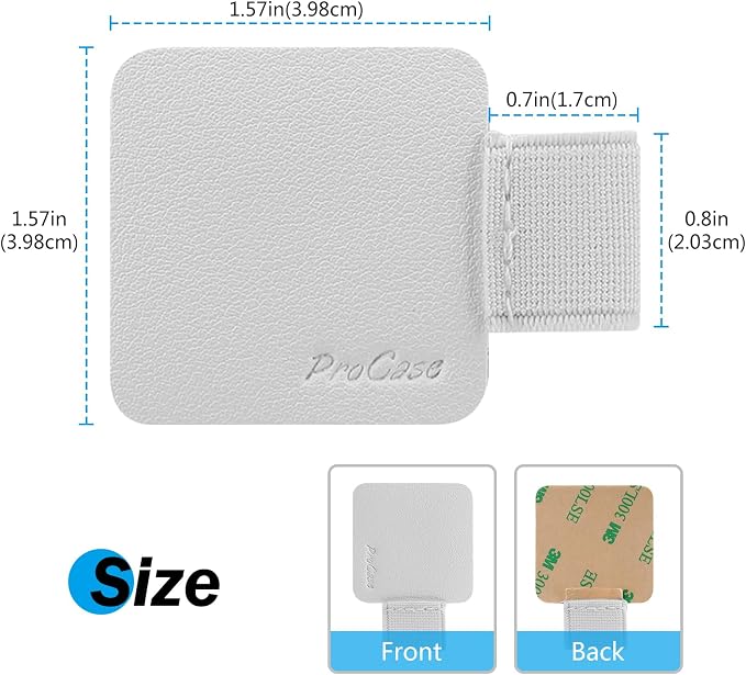 ProCase (5 Pack Pen Loop Holder for Notebooks Journals Planners Tablet Case, Self Adhesive Leather Pencil Holder with Elastic Loop for Pens, Apple Pencil, Stylus Pen -Silver