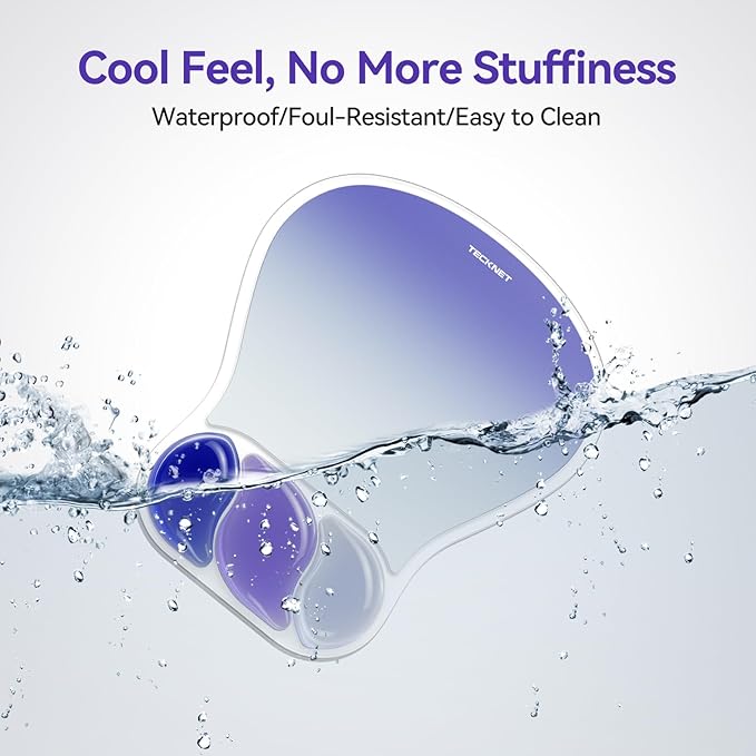 TECKNET Gel Mousepad, Ergonomic Mouse Pad with Gel Wrist Support for Relieve Wrist Pain Comfortably - Non-Slip Base & Waterproof Surface for Office, Gaming, and Study Comfort - Light Blue
