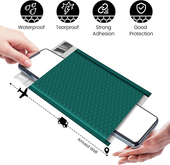 Fuxury Bubble Mailers 6x10" 100 Pack Opaque Bubble Mailer Usable Size 6x9" | Padded Envelopes for Gifts Mailing Envelopes Bubble Padded Cushion Mailers Small Business#0 Forest Green