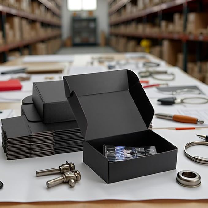 10x7x3 inch Black Shipping Boxes for Small Business- Set of 25 | Sturdy ECT 32 Corrugated Cardboard Mailer Boxes, Easy Assemble for Packaging, Mailing, Gift Giving & Ecommerce Packing