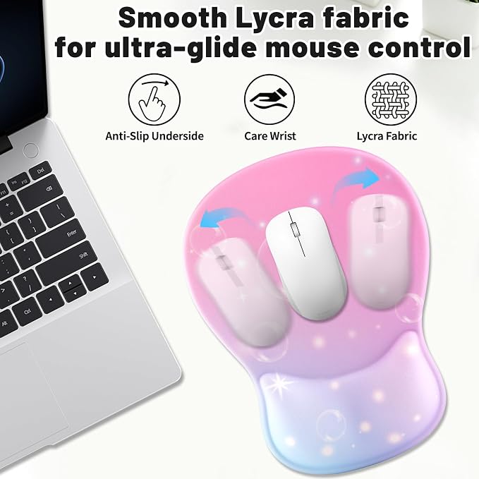 Ergonomic Mouse Pad with Wrist Rest - Gel Wrist Support Mousepad with Non-Slip PU Base for Computer, Laptop, Office & Home