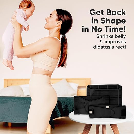 3 in 1 Postpartum Belly Support Recovery Wrap – Postpartum Belly Band, After Birth Brace, Slimming Girdles, Body Shaper Waist Shapewear, Post Surgery Pregnancy Belly Support Band (Midnight Black, M/L)