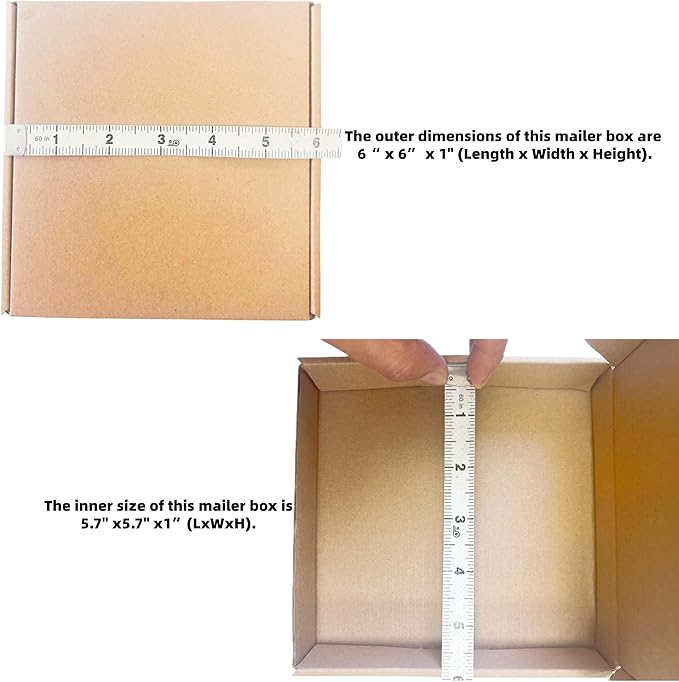 6 x 6 x 1 Inches Small Shipping Boxes 50 Pack Corrugated Cardboard Packaging Business Moving Mailing Box
