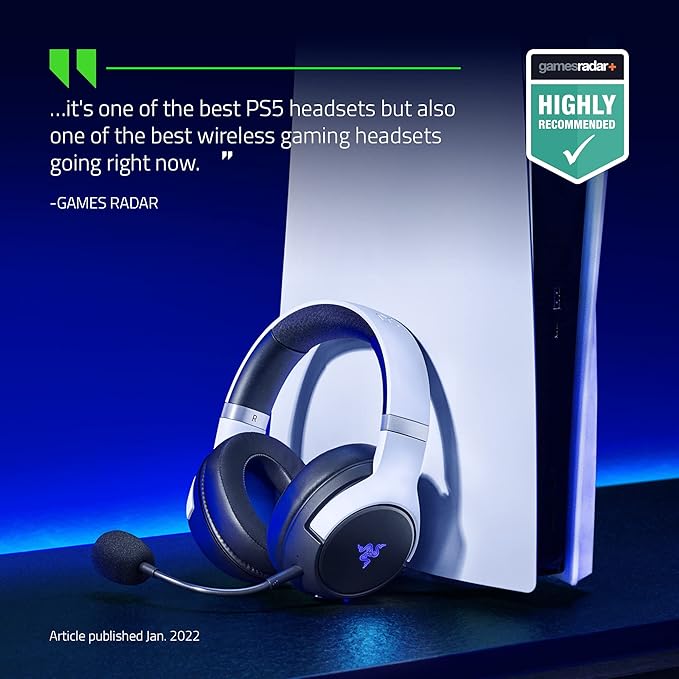 Razer Kaira Pro Dual Wireless Gaming Headset w/Haptics for PlayStation 5 / PS5, PC, Mobile, PS4: HyperSense - Triforce 50mm Drivers - Detachable Mic - 2.4GHz and Bluetooth w/SmartSwitch - RGB Chroma