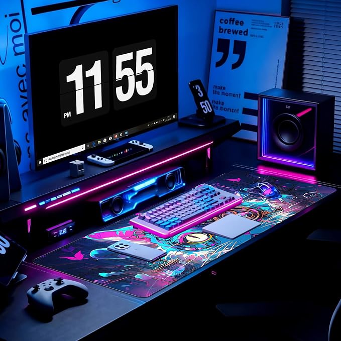 Gaming Mouse Pad, Desk Mat for Keyboard and Mouse, Large Mouse Pad for Desk, Computer Mousepad