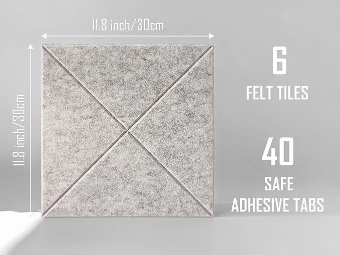 Cork Board 24 x36 Alternative - 6 Pack Felt Wall Tiles with Safe Removable Adhesive Tabs, Cork Boards for Walls Cork Board for Home Office Pin Board Tack Board - Barista