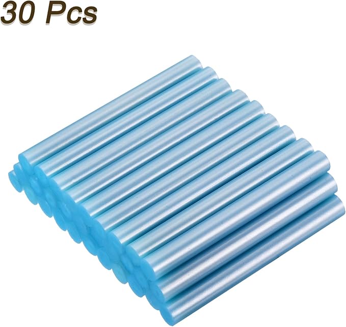 uxcell 30pcs Mini Hot Glue Gun Sticks 4-inch x 0.43-inch High Sticky Large Hot Glue Sticks for Glue Gun, Metallic Blue