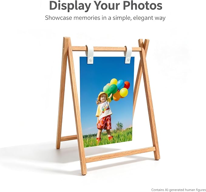 Natural Wood A-Frame Photo Frame set, Freestanding Stand for 4x6 5x7 Photos | Creative Minimalist Wooden Tabletop Photo Holder Set, Picture Stand for Family Photos, Desk, Office, Home & Bedroom Decor