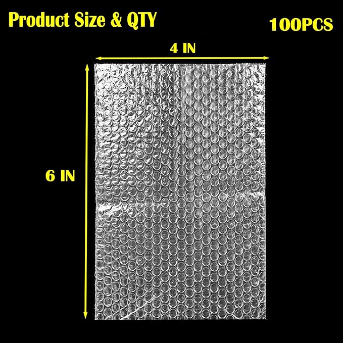 100PCS 4x6 Inch Bubble Pouch Wraps, Clear Bubble Out Bags for Packing, Double Walled Shockproof Foam Cushioning Bags for Moving and Shipping Fragile Item