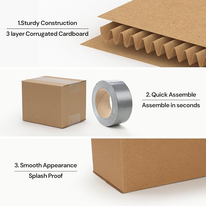 Rempry 40 Pack 4x4x3 Shipping Boxes Brown, Small Corrugated Cardboard Box for Mailing, Packaging Small Business, Kraft Mailer Boxes