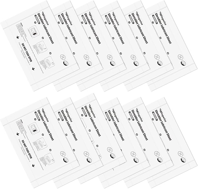 12-Pack Shredder Lubricant Sheets, 8.5 x 6 Inches, Sharpens Blades & Reduces Jams, Mess-Free Maintenance for All Shredders