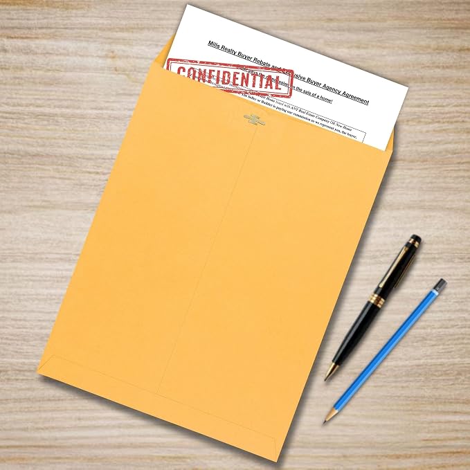 Clasp Envelopes 9x12 Inches Brown Kraft Catalog Letter Envelopes - 30 Pack - with Clasp Closure & Gummed Seal - 28lb Heavyweight Paper Envelopes for Home, Office, Business, Legal or School