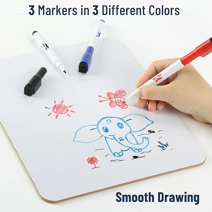Mr. Pen- Small Dry Erase Lapboard, 9x12 Inches, 3 Markers, Double Sided Mini Dry Erase Board for Kids, Small Whiteboard Portable for Kids, Students and Classroom Use