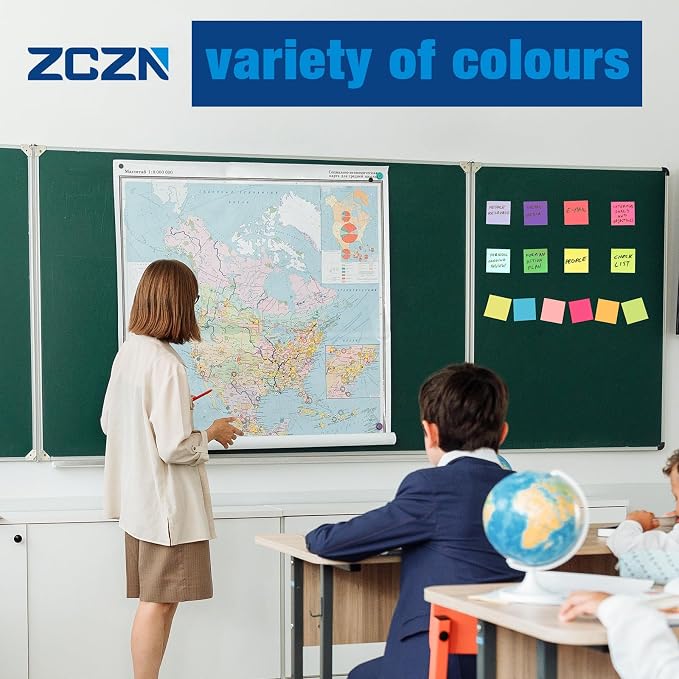 ZCZN 400 Sheets Pop-up Sticky Notes, 3 x 3 Inches, 4 Pads Assorted Color Self-Stick Notes, 100 Sheets/Pad, (Rose Red, Light Green, Yellow, Light Blue)
