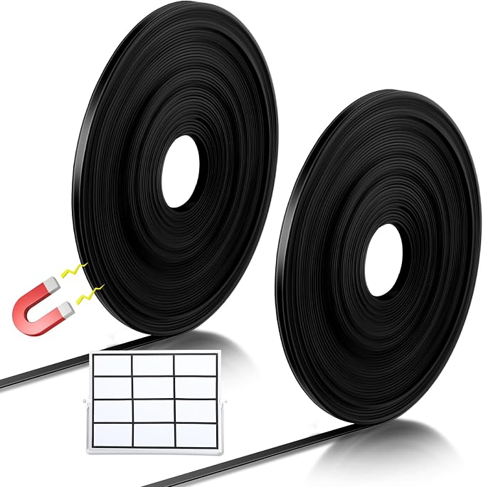Tellegloww 2 Rolls Black Magnetic Tape Roll Thin Strips, 1/2 Inch x 25 Feet Magnetic Board Dividers Whiteboard Graphic Decorative Tape Marking Line for Classroom Office Art Accessories