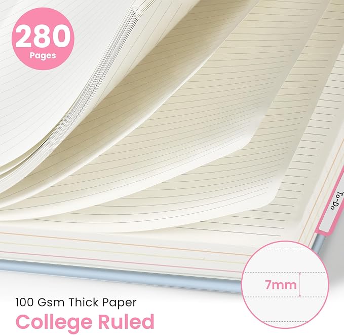 Spiral Notebooks for Work 5 Subject Notebook with Removable Dividers | Aesthetic Hardcover Journal for Women 8.5" x 11" College Ruled 280 Pages Journal for School & Note Taking, Puppy Parade