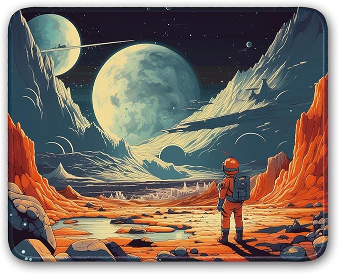 Space Themed Design, Vibrant Color for Gaming Cloth Mouse Pad Laptop Mouse Pad, 26x21cm