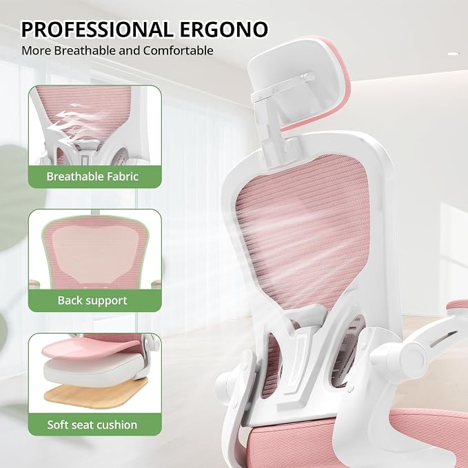 Office Chair|330LBS Capacity Ergonomic Desk Chair | High Back Computer Chair,Long Hours Comfortable,Rolling Swivel,Flip-up Armrests,Home Office