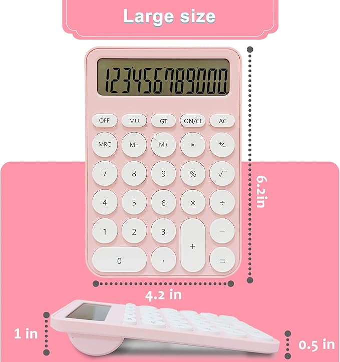 VEWINGL Standard Calculator, 12 Digit Large Display Desktop Calculator with Big Buttons for Office, School, Home & Business
