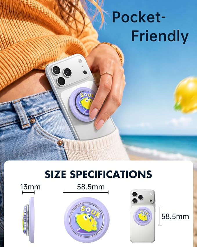 SYNCWIRE Magnetic Phone Ring Holder, for MagSafe Phone Grip Stand Kickstand | 360° Rotation, Double-Sided Magnet, Cell Phone Grip Finger Holder, for iPhone 17 16 15 14 13 12 Pro Max, MagSafe Accessories