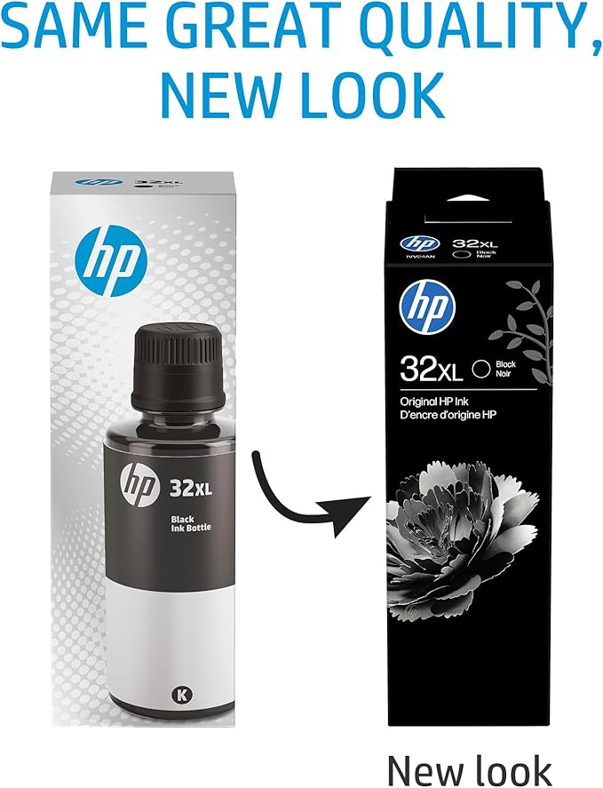 HP 32XL | Ink Bottle | Black | Up to 6000 Pages per Bottle| Works Smart Tank Plus 651 and Smart Tank Plus 551 | 1VV24AN | Packaging May Vary
