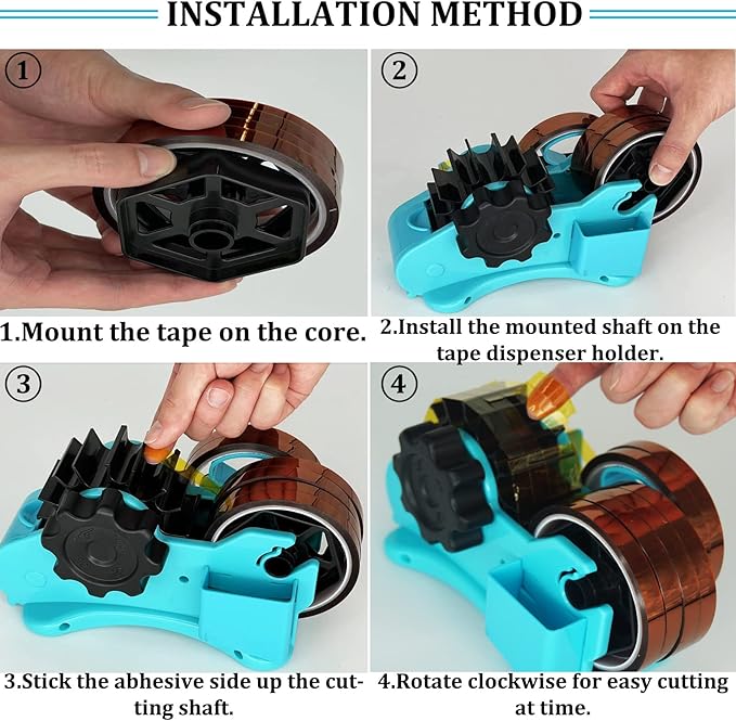Blue Heat Tape Dispenser Sublimation - Multiple Roll Cut Heat Tape Dispenser to PreCut Heat Transfer Tape Heat Resistant Tape, Semi-Automatic Tape Dispenser 3" & 1" Core for Scotch Tapes