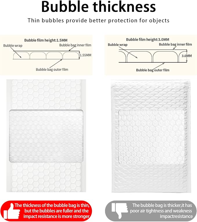 packbabol Bubble Mailers, 6x9 Inch Padded Bubble Mailers Pack of 50 Bubble Envelopes Opaque Self Seal Adhesive Waterproof Bags for Shipping and Packaging (White, 6x9-50Pc)