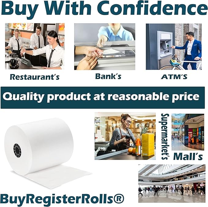 BPA Free Thermal Paper (500 Rolls) 3 1/8 x 230 Receipt Rolls fits all Clover POS Cash Register Printers, Star Micronics SCP700 TSP100 TSP300 TSP400 (BPA Free) from BuyRegisterRolls