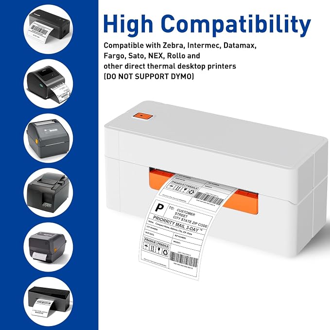 ESSENTIAL 4" x 4" White Direct Thermal Labels for Barcodes, Address | Permanent Adhesive, Shipping Labels, Compatible with Zebra, Rollo and Other Desktop Printers, 350 Labels of Roll, 8 Rolls