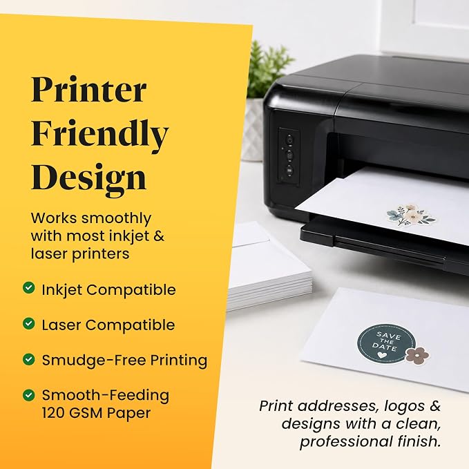 5x7 Envelopes for Invitations - 110 White Envelopes for 5x7 Cards - A7 - (5 ¼ x 7 ¼ inches) - Perfect for Weddings, Graduation, Baby Shower - 120 GSM - Peel, Press & Self Seal - Square Flap