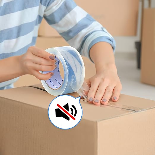 JARLINK No Noise Clear Quiet Packing Tape (18 Rolls), Heavy Duty Packaging Tape for Shipping Packaging Moving Sealing, 2.4mil Thick, 1.88 inches Wide, 60 Yards Per Roll, 1080 Total Yards
