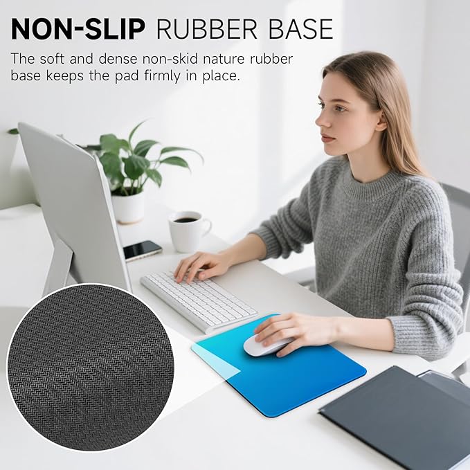 Premium Mouse Pad with Stitched Edges – 10.2 x 8.3 in | Smooth, Washable Mat with Non-Slip Base | Personalized Cute MousePads for Laptop, Computer, Office, Home (Mint Ocean Dip-Dye)