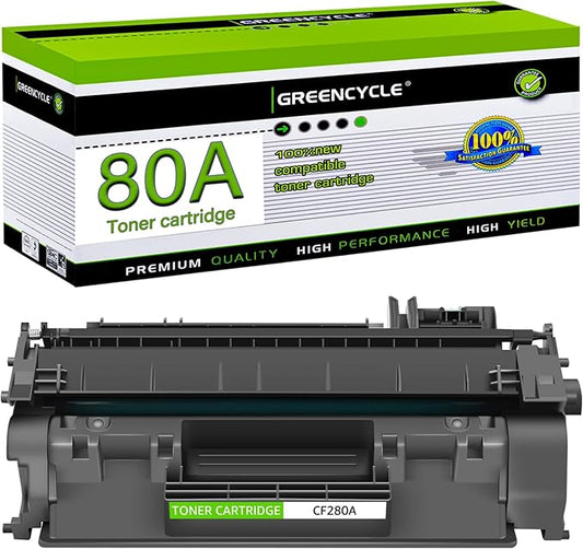 greencycle Compatible Toner Cartridge Replacement for HP 80A CF280A Work with LaserJet Pro 400 M401a M401d M401n M401dne MFP M425dn Printer (Black, 1-Pack)