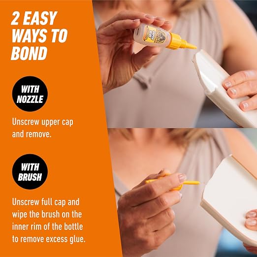 Gorilla Super Glue with Brush & Nozzle Applicator, Clear, 12 g, 2-Pack | All Purpose, Fast Setting for Projects and Repairs, Anti-Clog Cap, Ideal for Wood, Metal, and Plastic