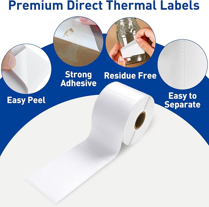 ESSENTIAL 2.25" x 4" Direct Thermal Printer Labels for Barcodes, Address | Permanent Adhesive, Compatible with Zebra, Rollo and Other Desktop Printers, 350 Labels of Roll, 12 Rolls (4200 Labels)