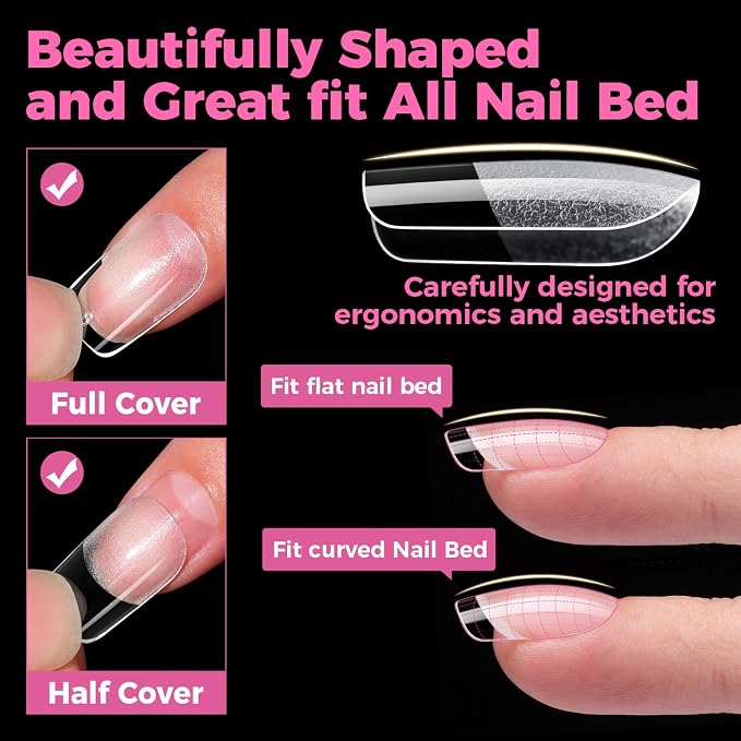 UNA GELLA Gel Nail Tips Square Short, 15 Sizes Short Square Press on Nails | Pre Etched 300pcs Soft Gel Fake Nails Full Cover for Nail Extension Home DIY Salon for Flat & Curved Nail Beds