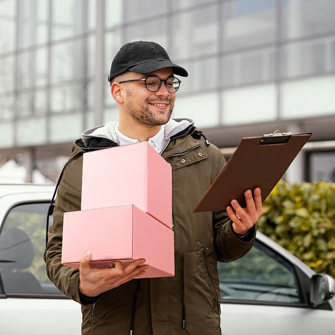 Pink Shipping Boxes Small 6x6x6 Inches, 30 Pack Corrugated Cardboard Boxes for Packaging Small Business Mailing