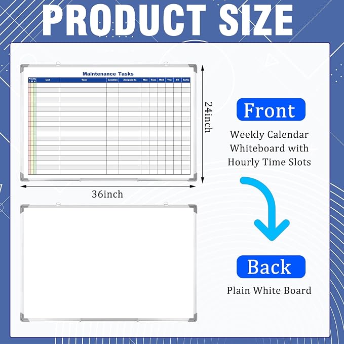 Double Sided Magnetic Maintenance Task Whiteboard Large Dry Erase 36 x 24 Inch Erasable Task Planner White Board for Wall Employee Assignment Tracker for Office Managing and Tracking Tasks