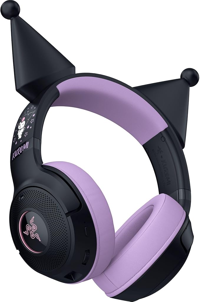 Razer Kraken Kitty V2 BT Wireless RGB Headset: Chroma RGB Kitty Ears & Earcups - Bluetooth 5.2-40 mm Drivers - Noise-Cancelling Mics - Lightweight - 40 Hr Battery w/Type C Charging - Kuromi Edition