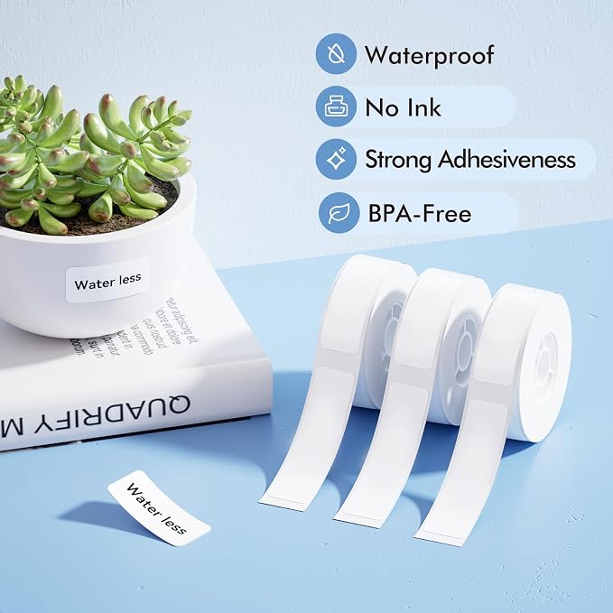 NIIMBOT Label Maker Tape for D110/D11/D101 Label Maker, 14mm x 50mm, White | 3Rolls 0.55'' x 1.97'', Thermal Label Paper for Home Office School Labeling Tape Replacement